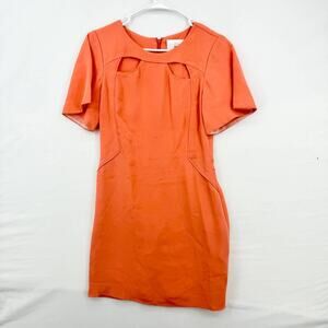 Rebecca Minkoff Dress Women’s Size 0 Mini 100% Silk Coral Short Sleeve Fitted